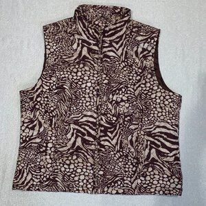Nine West brown/tan quilted animal print vest XL